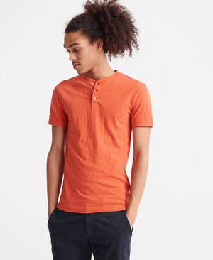 Superdry Heritage Rövidujjú Henley Férfi Pólók Narancssárga | VAJKM1832